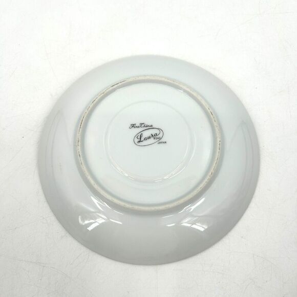 FINE CHINA JAPAN Vintage Laura Teacup Saucer Plate White Floral Platinum Trim - Picture 4 of 10